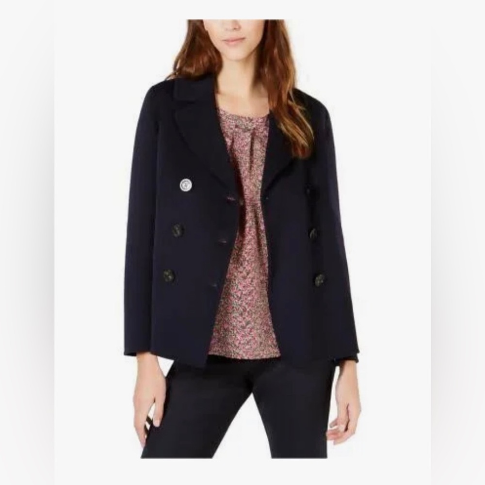 Max Mara Alpaca Wool Peacoat Silk Lining Statement Collar